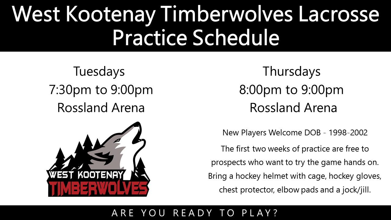 West Kootenay Timberwolves Lacrosse 2019 Practice